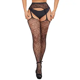 Колготки еротичні в сіточку з підв'язками "Абстракція" One Size (87530)