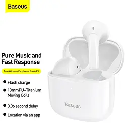Навушники Baseus TWS Bowie E3 White NGTW080002 - мініатюра 3