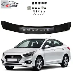 Дефлектор капота мухобойка для Hyundai Accent Solaris 2017- Коротка Євро Кріплення (Vip Tuning) HYD64