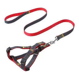 Шлея з повідцем для собак AnimAll Denim Leash Red, 36-46х1,5/120 см - мініатюра 2