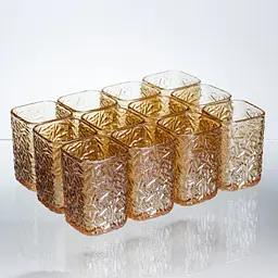 Набір склянок для напоїв Yiwu Matrix Glass 12 штук по 195 мл коричневий для лимонадів соку води коктейлів склянки скляні HP-17-44