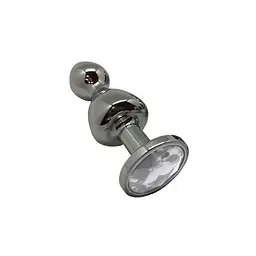 Анальна пробка Wooomy Lollypop Double Ball Metal Plug S, 8.5х2.8 см, прозорий