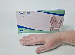 Рукавички одноразові вінілові білі CARE 365, розмір M, 100 шт, неопудрені, для огляду, клінінгу та сервісу - мініатюра 3