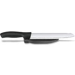 Кухонний ніж Victorinox SwissClassic DUX лезо 21см хвил. з направляючою з чорн. ручкою - мініатюра 7
