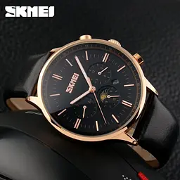 Чоловічий годинник Skmei 9117 Gold Brown класичні - мініатюра 4
