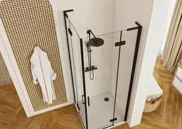 Душова кабіна Rea Hugo 80x80 подвійна black REA-K6600, Чорний, Універсальна, прозорий - мініатюра 5