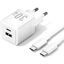 Зарядний пристрій 2xUSB 30W (USB-A/USB-C) + USB-C cable М-М White Vention - мініатюра 2