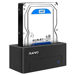 Зовнішня кишеня Maiwo для HDD 2,5"/3,5" SATA через USB3.0 безвинтов. крепление пластик черн. (K308P) - мініатюра 1