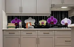 Вініловий кухонний фартух Орхідеї та Чорний бамбук наклейка для кухні ПВХ Квіти 60х250 см Happy Pocket Z181574 - мініатюра 4