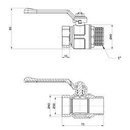 Кран кульовий Icma 1" прямий №352 (87352AF11) - мініатюра 4