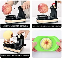 Яблукорізка + яблукочистка прилад для чищення та нарізки яблук, Kitchen Master Білий 84101 - мініатюра 6