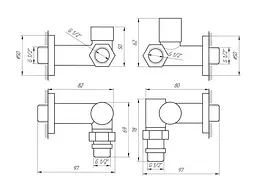 Набір кутових кранів Solomon TEN 7777 1/2" з американкою Chrome 30412 - мініатюра 4