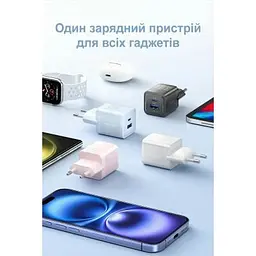Зарядний пристрій Vention 1xUSB-C PD30W + 1xUSB QC3.0 30W GaN white (FEQW0-EU) - мініатюра 9