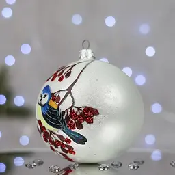 Ялинкова прикраса Санта Шоп Синиця з калиною скло (4820001112399) - мініатюра 3