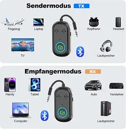 Bluetooth 5.3 адаптер TX/RX 2-в-1 для телевізора, авто та AUX - мініатюра 6