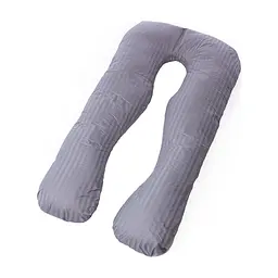 Подушка MirSon для вагітних і відпочинку Satin Stripe №8027 U-подібна Light Gray (2200006178651)