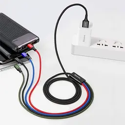 USB кабель Baseus Fast 4-in-1 Cable For lightning+Type-C(2)+Micro 3.5A 1.2M чорний CA1T4-B01 - мініатюра 7