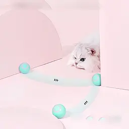 Іграшка для кішок м'ячик бірюзовий, що котиться, на акумуляторі 4.3 см - мініатюра 4