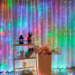 Гірлянда штора від USB  різнобарвний RGB 3х3 м USB 300 LED з пультом ниток (ліній) 10 шт. - мініатюра 6