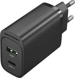 Зарядний пристрій Vention 2xUSB 38W (USB-C+USB-A) PD+QC3.0 Чорний (FBIB0-EU)