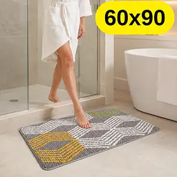 Стильний та практичний килимок для ванної кімнати 60×90 см зі кашеміру — м’який, антиковзкий, вологопоглинаючий KT9000023 - мініатюра 2