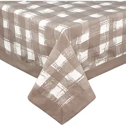 Скатертина Home Line з рамкою Клітинка капучино, 140х180см (158356)