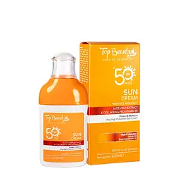 Сонцезахисний крем для обличчя Top Beauty SPF50 з алое вера та колагеном В5 100 мл