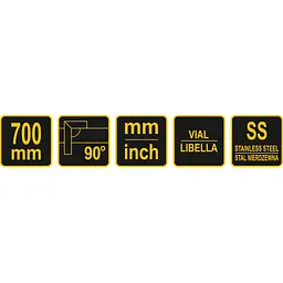 Кутник Yato Vorel з рівнем 700 мм (18382) - мініатюра 3