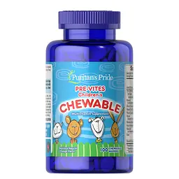 Полівітаміни для дітей Puritan's Pride Pre-Vites Childrens Multivitamin, 100 жувальних таблеток для підтримання міцного здоров'я;
