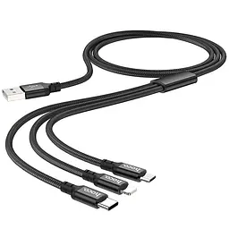 Дата кабель Hoco X14 Times Speed 3in1 (Lightning+Micro USB+Type-C) (1m) Чорний - мініатюра 3
