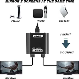 HDMI спліттер 1 вхід / 2 виходи з підтримкою 4K - мініатюра 3