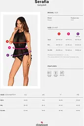 Комплект Obsessive Serafia babydoll (Чорний, XS/S) Obsessive 99590 96941 - мініатюра 5