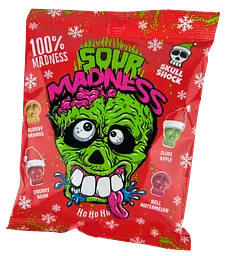 Новорічні кислі льодяники Sour Madness Winter Edition у вигляді черепа 150г