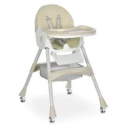 Стільчик для годування M 6302 Beige складний 5-ти точкові ремені