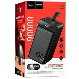 Портативна батарея Powerbank Hoco J123D Element 22.5W+PD20W with LCD and LED-lamp 90000mAh Black - мініатюра 9