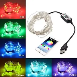 Світлодіодна розумна гірлянда Smart Роса RGB 100 LED з Bluetooth для ялинки від USB 10м - мініатюра 4