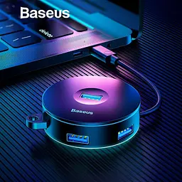USB-хаб Baseus Round Box 4-Port USB-C Black 0.1м (CAHUB-G01) [77933] - мініатюра 8