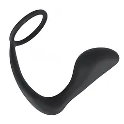 Ерекційне кільце з анальною пробкою Orion Black Velvets Ring Plug, 8х4 см (чорний)