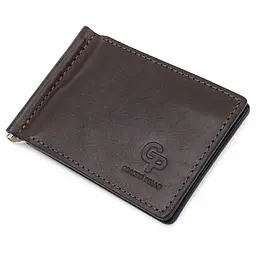 Шкіряний чоловічий затискач для грошей з монетницею Grande Pelle 11547 коричневий - мініатюра 5