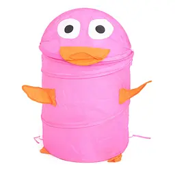 Кошик для іграшок Рожева Качечка M 1039Pink діаметр 37 см, висота 47/57 см, з кришкою