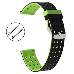 Подвійний ремінець Motorola з перфорацією для годинника Moto 360 2nd gen 46 мм Black Green - мініатюра 2