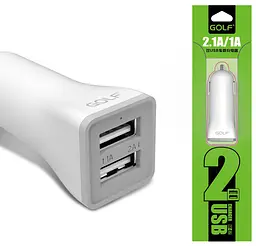 Автомобільний зарядний пристрій GOLF GF-C2 Car charger 2USB 3,1A White - мініатюра 3