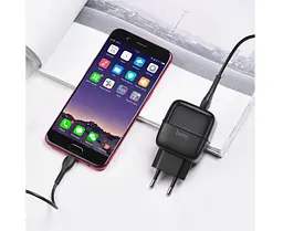 Блок живлення Hoco C77A 2 USB 2.4 А 12W адаптер зарядний із кабелем мікрочорний - мініатюра 3