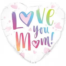 Кулька К 18" (45см) Серце біле Love you mom (Китай) 12417