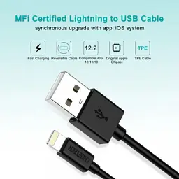 Дата кабель USB 2.0 AM to Lightning 1.8m 2.1A MFI Black Choetech (IP0027-BK) - мініатюра 5