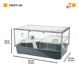 Клітка для гризунів Ferplast Criceti 100 з дахом, що відкривається, сіра 95x57x50 см 57011911 - мініатюра 2