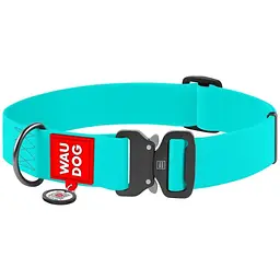 Нашийник для собак Waudog Waterproof, коллартекс, водостійкий, світиться, з QR паспортом, металева пряжка-фастекс, XXL, 43-70х4 см, ментоловий