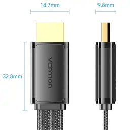 Кабель HDMI M-M, 2.0 м, V2.1, 8K 60Гц, плоский з обплетенням, Vention - мініатюра 4