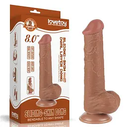 Фалоімітатор - Sliding-Skin Dual Layer Dong 8" Brown #3 - мініатюра 1