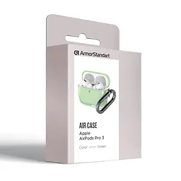 Чохол для навушників Apple AirPods Pro 3, зелений, Air, термополіуретан (TPU), протиударний, захист від подряпин, пилу і ударів, футляр з карабіном для кріплення, точні вирізи для доступу до роз"ємів, ArmorStandart (ARM88305) - мініатюра 3